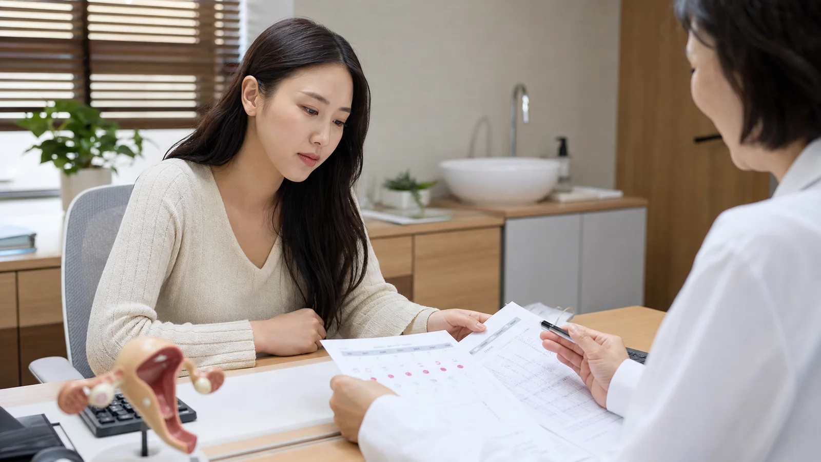 난임 진료에서 검사와 시술 일정을 함께 확인하는 상담