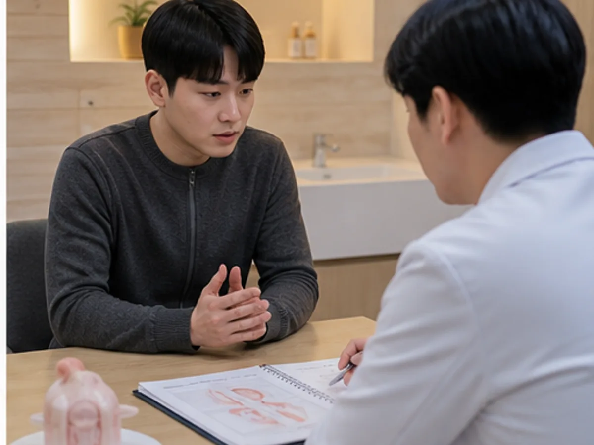 항문거근증후군과 항문괄약근 이상으로 배변 감각과 골반저 긴장을 상담하는 모던 한의원 장면