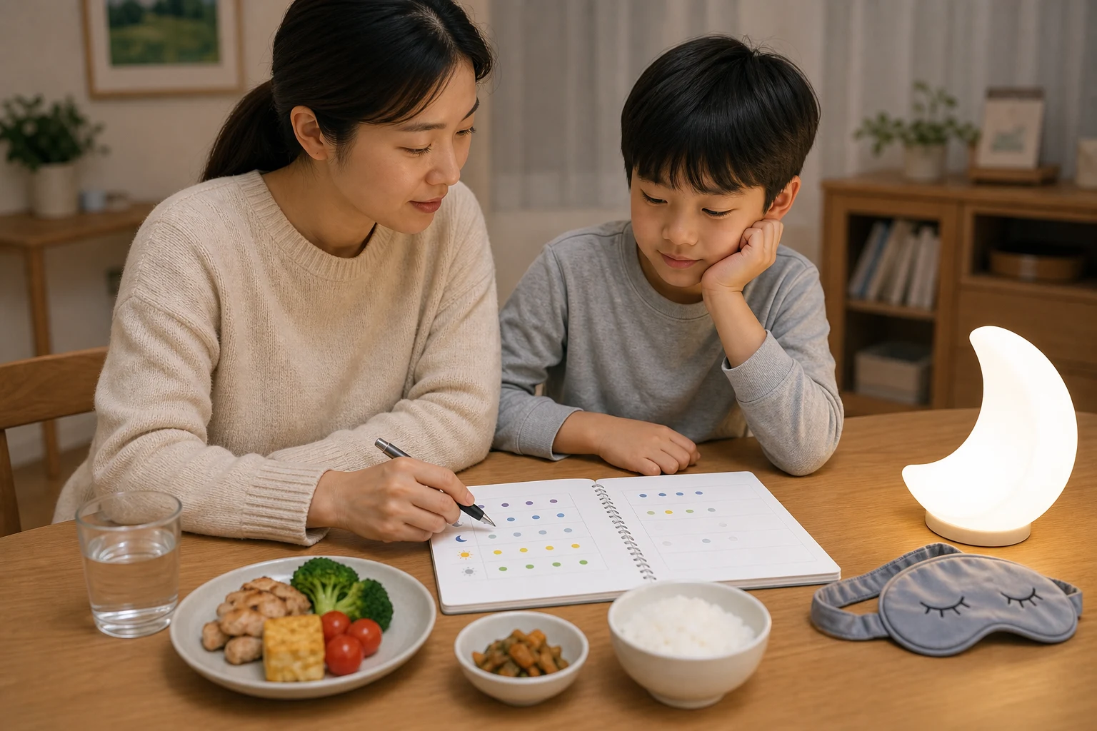 성장부진 상담 전 한국인 보호자가 아이 식사량과 하루 리듬을 정리하는 사진